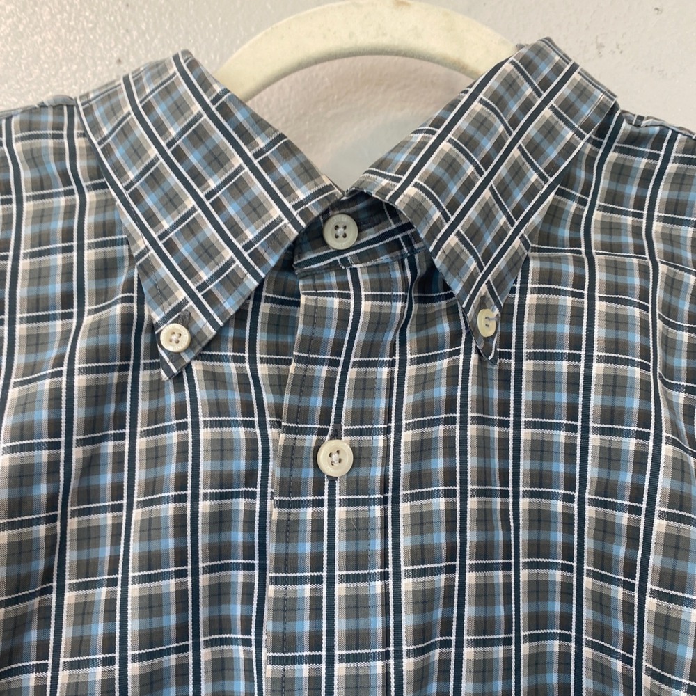 Nordstrom Men's Blue Green Plaid Short Sleeve Button Down Shirt Logo XL - Picture 3 of 12